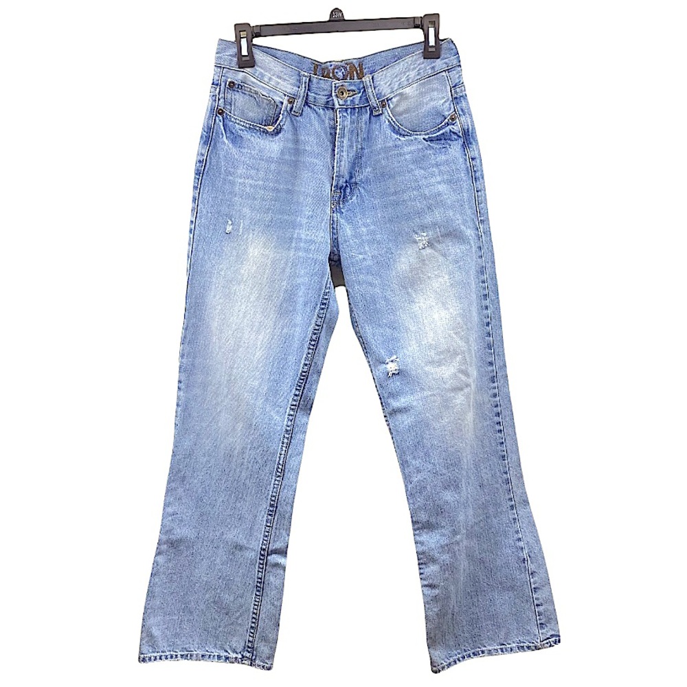 IRON Mid Rise Relaxed Boot Distressed Jeans Light Wash Denim Men’s 29 X 30
